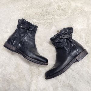 A.S.98 Airstep Womens Black Leather Biker Ankle Boots Size EU 36 US 5.5 6